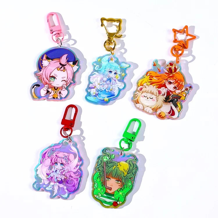 Custom Printing Logo Acrylic Keychain Cute Acrylic Charm Keychain Clear Gripping Rainbow Acrylic Anime Keychain