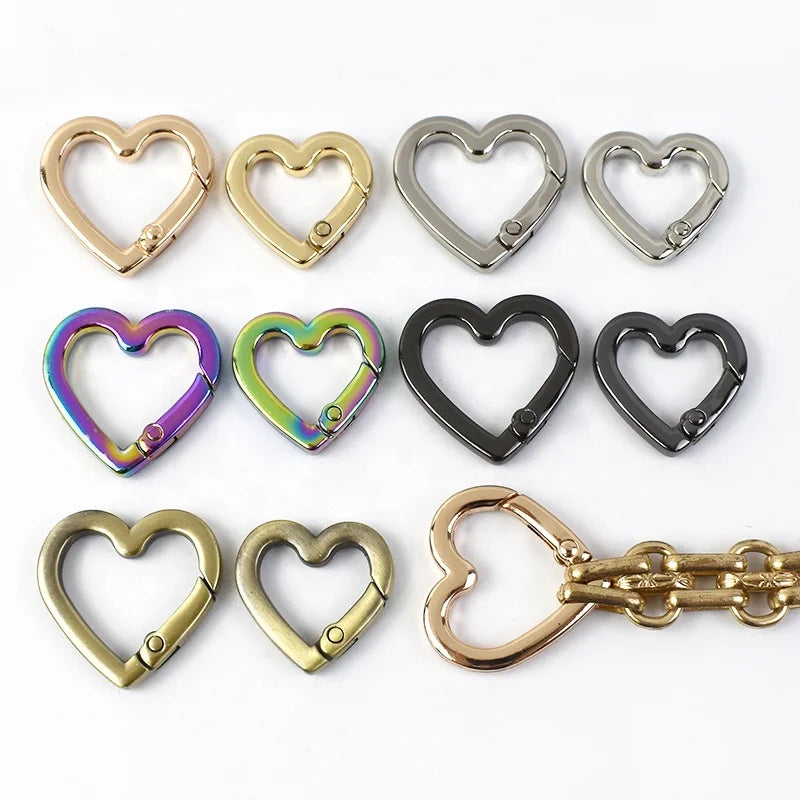 Deepeel BF776 15mm Heart Shaped Zinc Alloy Ring Bag Accessories Spring Buckle Hanger Connecting Pendant Chain Snap Function