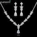 LUOTEEMI Woman Earing Fashion Necklace Dainty Rhodium Plated Earring Korean Wholesale Trendy Flower Jewelry Set