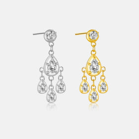 FUAMAY Fashion Vantage 925 Sterling Silver Single Stud Earrings 18K Gold Plated Pear Drop Teardrop Water Drop Earrings