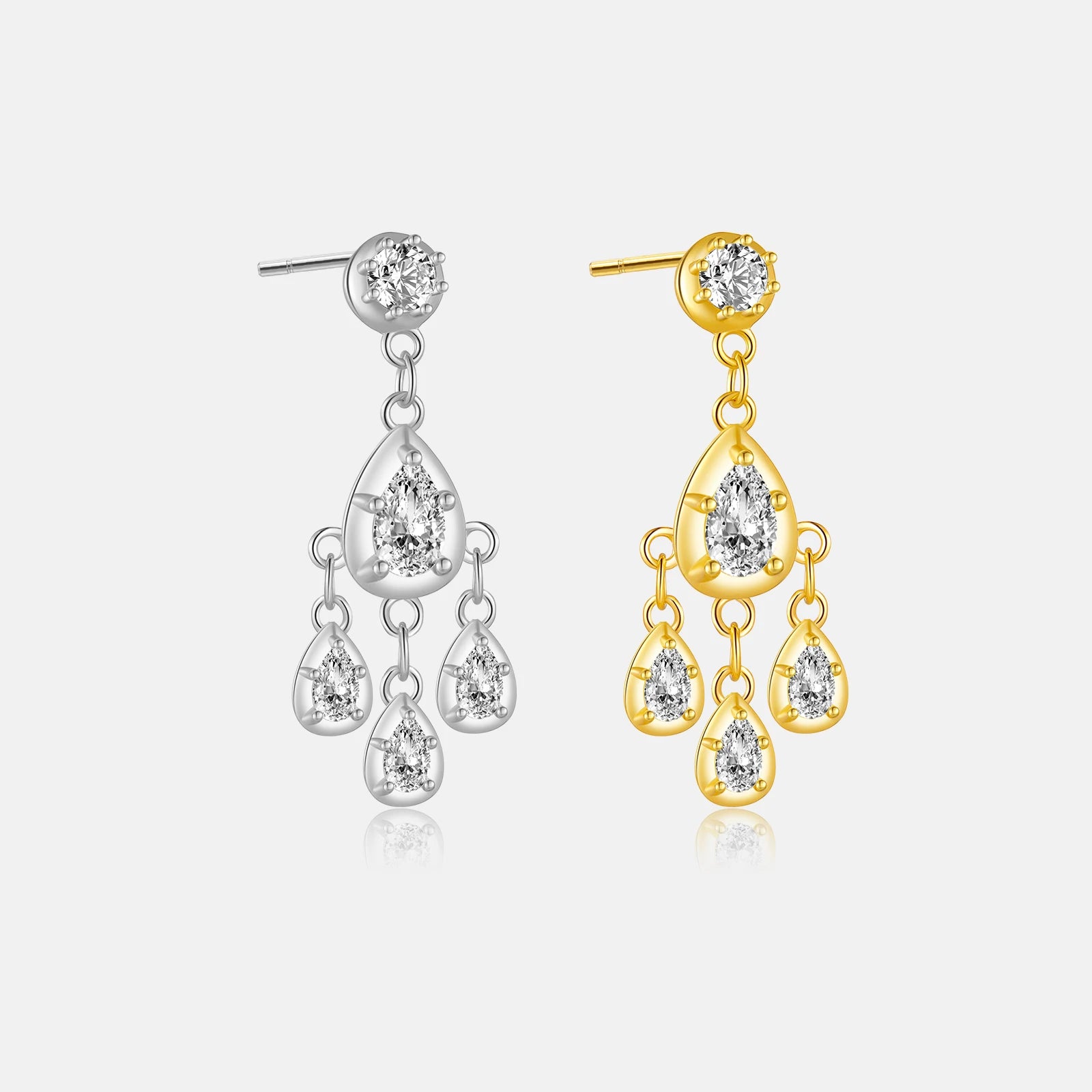 FUAMAY Fashion Vantage 925 Sterling Silver Single Stud Earrings 18K Gold Plated Pear Drop Teardrop Water Drop Earrings