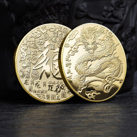 China Zodiac Sign Dragon Lucky Souvenir Collectables 24k Gold Silver Plated Coin to Buy