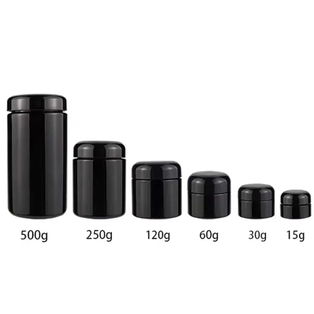 5 10 15 20 30 50 100 150 200 250 300 400 500 1000 Ml Wide Mouth Ultraviolet Glass Bottle UV Black Mir on Glass Jar