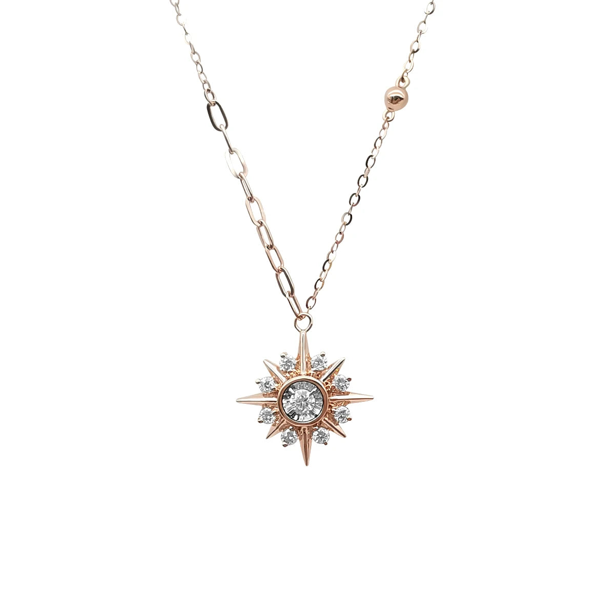 Fashion 18K Solid Gold Snow Flower Shape Diamond Pendant Necklace 18k Real Gold Fine Jewelry Necklace Wholesale