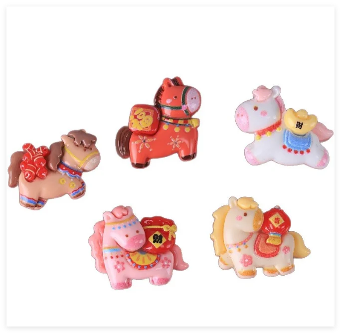 2026 Lunar Happy Chinese New Year Nail Lucky Mini Zodiac Animal Charm Horse Kawaii Flatback for Phone case Jewelry Bag Shoe Cup