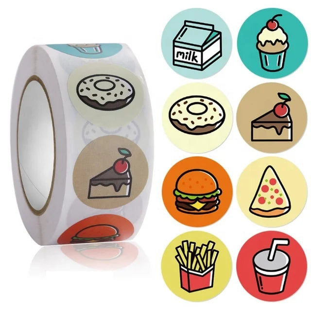 KYW Custom Cute Cartoon Adhesive Sticker Roll 500pcs Animal Logo Teacher Reward Labels for Candle Use