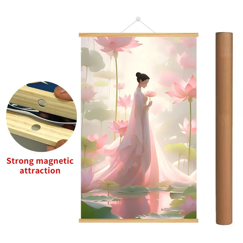 Hand-made Pine Magnetic Canvas Strip Still Life Watercolor Digital Printing Indoor
