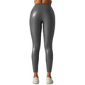 New PU Leather High Waist Sports Pants XXL Elastic Waist Colorful Tight Running Fitness Training Yoga Spring High School