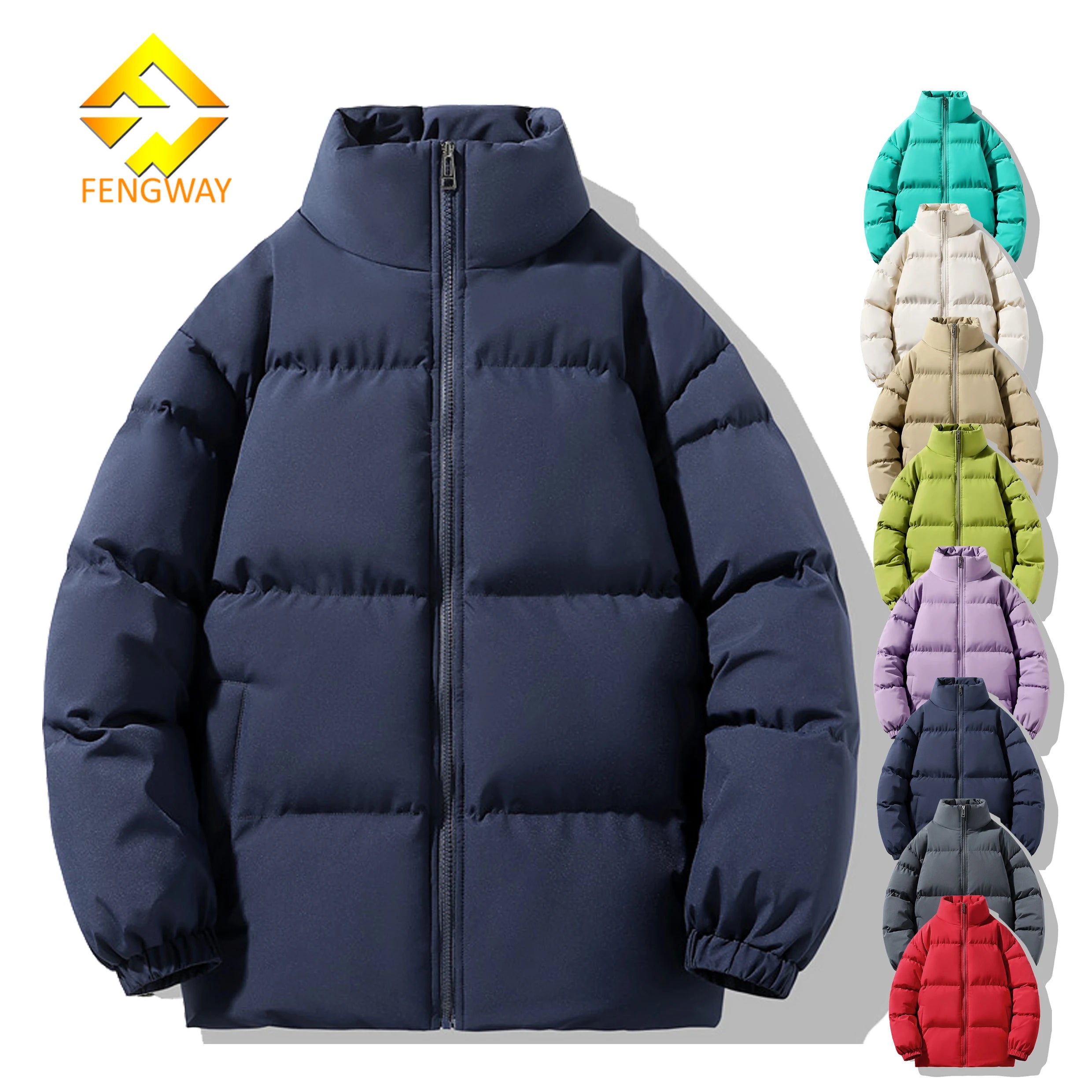 OEM Custom Design Men's Padded Bubble Puffer Jacket Winter Warm Coats with Zipper Closure Masculina Jaqueta Masculina Plus Size