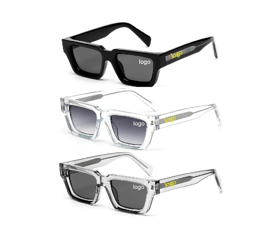 2024 New Fashion Women Designer Sunglasses Custom Logo Unique OEM Thick Frame Square PC Black Frame Mens Eyewear UV400 MegaBDM