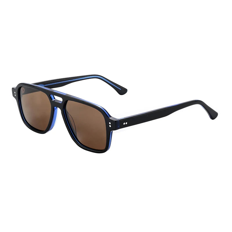 2024 Retro Double Bridges Square Safety Glasses Fashion Tac Lens Sun Glaees Shades Uv400 Trending Acetate Glasses Sunglasses Men