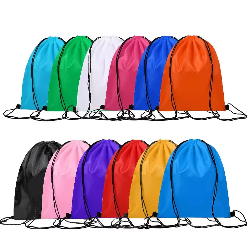 Wholesale Custom Polyester Nylon Gift Drawstring Bags Bulk Hiking Sport Gym  Drawstring Backpack Bag With Logo Print