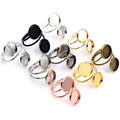 5pcs/lot 12mm Silver Plated Gold Stainless Steel Adjustable Ring Setting Blank BaseFit 12mm Glass CabochonsButtons;Ring Bezels