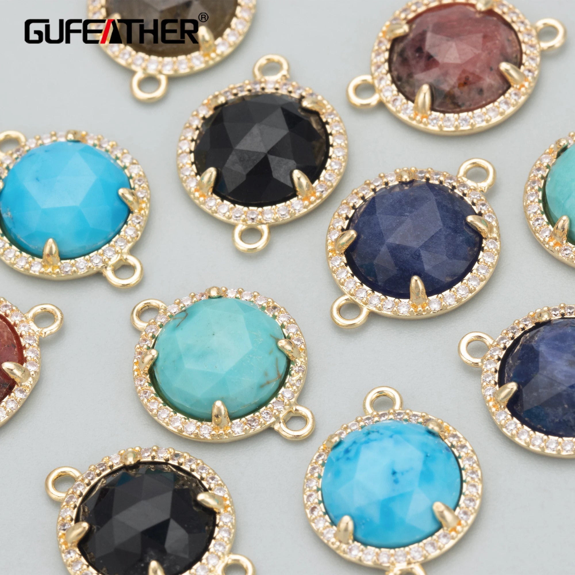 MD07  Jewelry Accessories18k Gold Platednickel Freecoppernatural Stonecharms Findings & Componentsdiy Pendants4pcs/lot