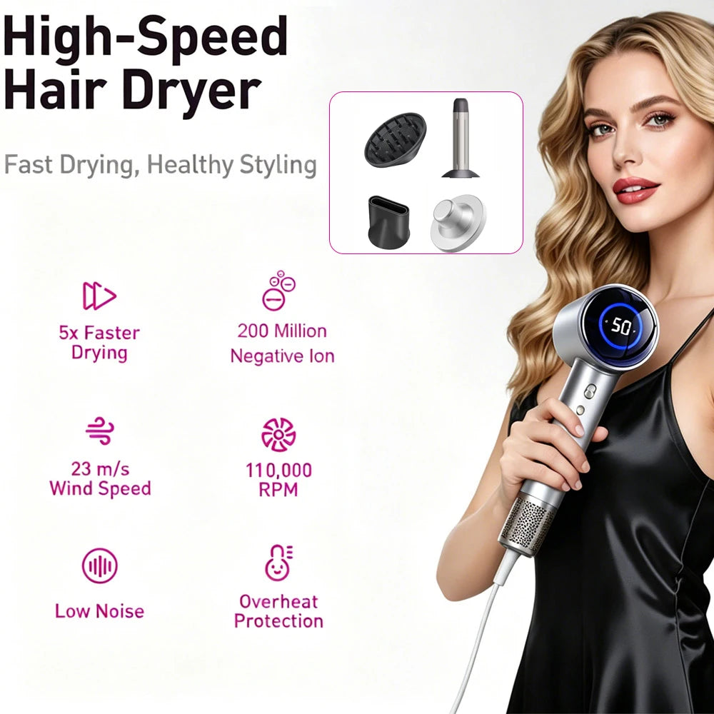 Professional Ionic Hair Dryer with Super Diffuser Nozzle Electric for Home Hotel Car RV and Outdoor Use