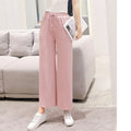 Women's Summer Casual Ankle-Length Straight Pants High Waist Loose Fit Colored Washed Style Thin Wide Leg Design