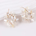 2026 Wholesale Hot Selling Custom Women Ladies Wedding Bridal Brass Hoop Crystal Beads Petal Flower Earrings