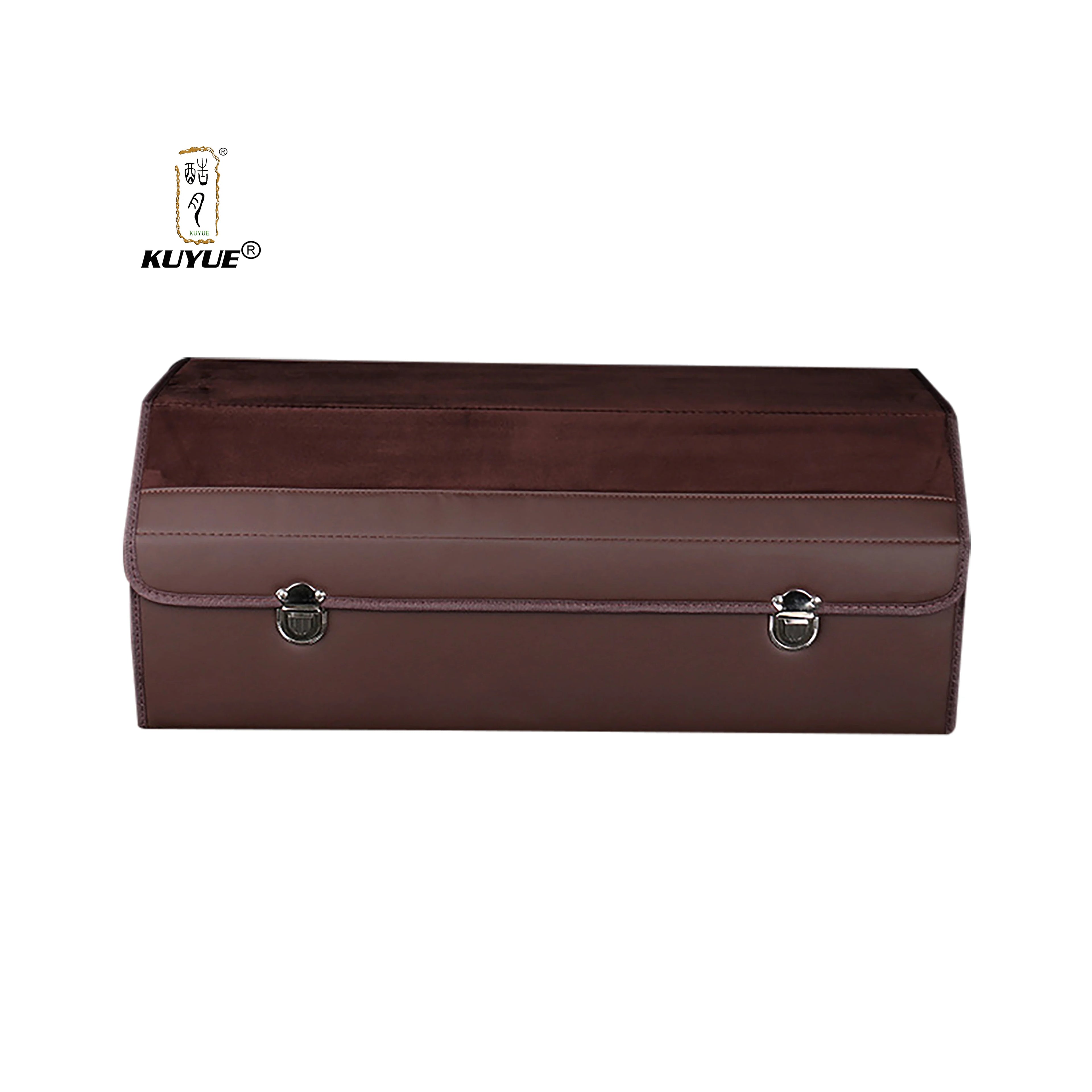 KUYUE Artificial Leather Car Trunk Organizer Large Capacity Soft Car Organizers and Storagefoldablewith Lip for Car SUV/Jeep