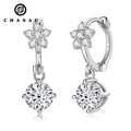 Wedding Party Jewelry Gift 925 Sterling Silver 1ct Round Cut Moissanita Dangle Earring Moissanite Flower Earrings for Women
