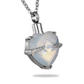 Heart Bigger Ashes Chamber Stainless Steel Birthstone Crystal Heart Pendant Necklace Memorial Jewelry Memento Cremation Urn