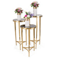 Wedding Flower Stands Golden  Glass Top Set of 3  Metal Furniture