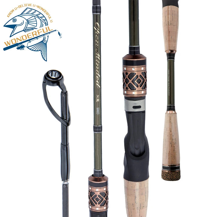 2.1m Carbon M MH Action Portable Fuji Guide Ring Casting Spinning Fish Rod With 2 Tips
