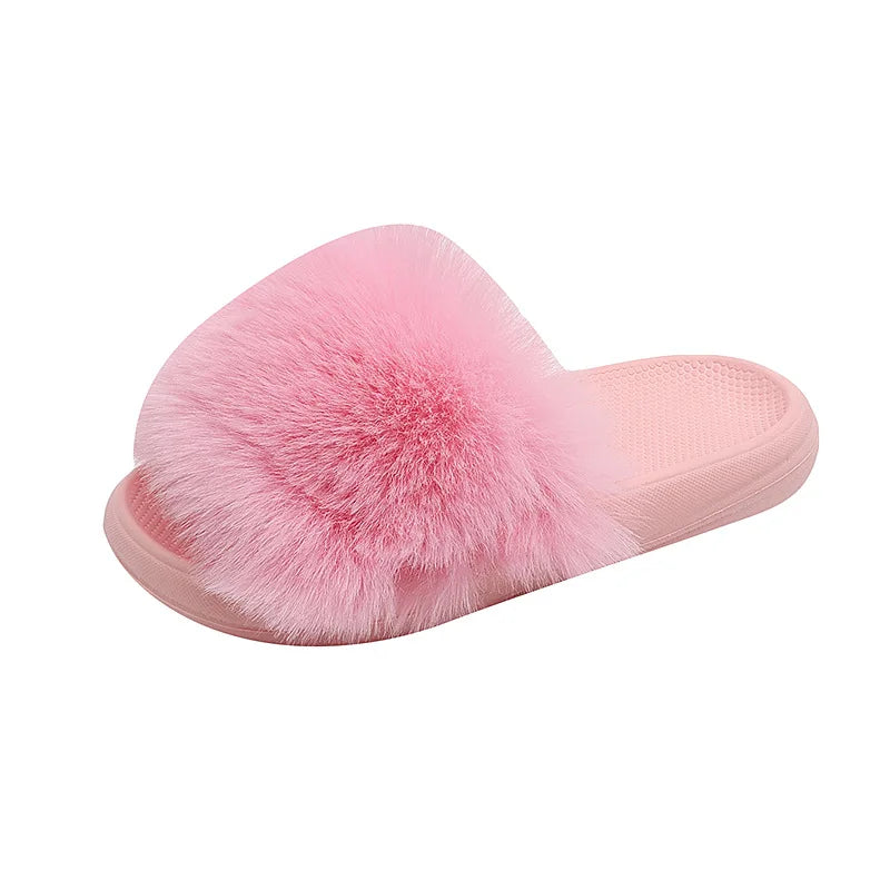 Autumn Winter New EVA Children's Fluffy slippers Anti-slip Warm Suitable for Young Children Baby Outdoor slippers for Boys Girls