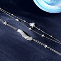 925 Pure Silver Star Meteorite Jewelry Couple Bracelet. Unique Design. Suitable for Engagement Gift and Party.