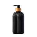 500ml Plastic and PET Personal Care Bottle with Bamboo Pump Spot Line Design for Shampoo Shower Gel Lotion Flask Packaging