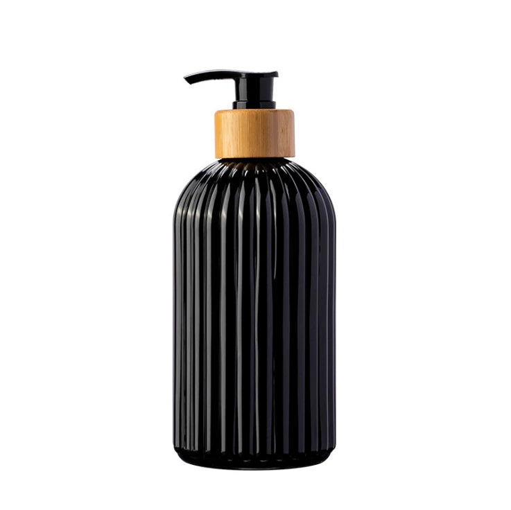 500ml Plastic and PET Personal Care Bottle with Bamboo Pump Spot Line Design for Shampoo Shower Gel Lotion Flask Packaging