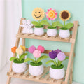 Cute Mini Crochet Flower Potted Plant for Table Shelf Car Dashboard Decoration