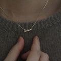 Fashion 14K Gold Plated Pure 925 Sterling Silver Clavicle Chain Letter Dream Pendant Necklace for Women Jewelry