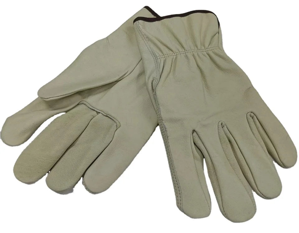 Sample Support Custom Men Cheap Labor Cowskin Driving protection Glove Drivers Bus Goatskin Impact Safety Leather Work Gloves