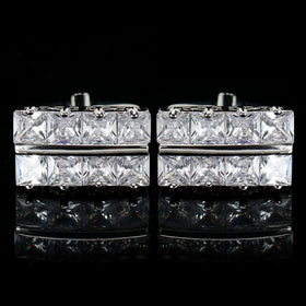Temperament Square Four Diamonds Copper Crystal Zircon Business Cuff Links Unisex Men's French Shirts Wedding Anniversary Gift