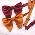 Wedding Bowtie for Groom Oversize Bow Tie for Men Women Big Bow Knot Adult Solid Bow Ties Cravats Groomsmen Rust Brown Bowties