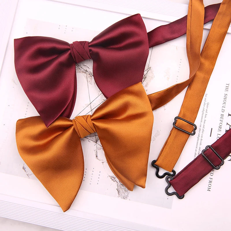 Wedding Bowtie for Groom Oversize Bow Tie for Men Women Big Bow Knot Adult Solid Bow Ties Cravats Groomsmen Rust Brown Bowties
