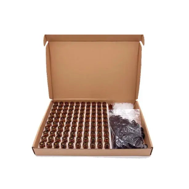 100pcs Per Pack 1/4 Dram 5/8 Dram 1ml  2ml Mini Amber Glass Essential Oil Bottle with Orifice Reducer