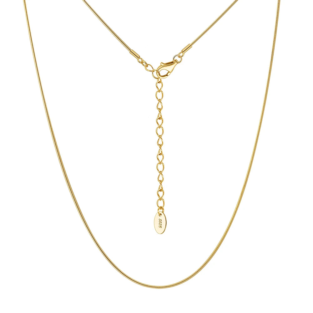 SC86 RINNTIN 14K Gold Plated 925 Sterling Silver Italian 0.8mm Round Snake Chain Necklace for Women 14 + 2 Inch