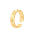 Stainless Steel Geometric Adjustable Retro Pattern Ring 18k Gold Plated Personality Irregular Ring