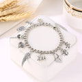 Hot Selling Alloy Elephant Pendant Tassel Heart Bracelet Fashion Antique Silver Plated Chain Pendant Bracelet for Women