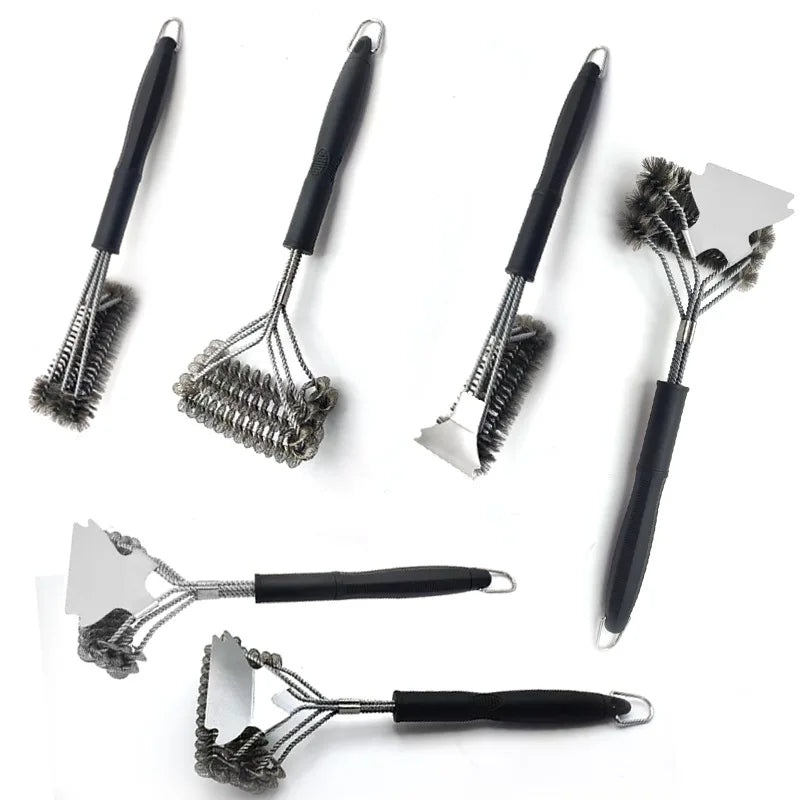 Wholesale Factory Direct Sales Multifunctional Steel Wire Cleaning Brush Baking Net Brush with Plastic Handle for BBQ Tools