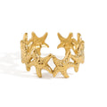 Vintage Cuff Link Ring Fashion Gold Plated Stainless Steel Flower Star Adjustable Finger Rings Women