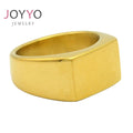 Gold Plated Signet Ring Solid Stainless Steel Blank Men Ring Customized Logo Engraving Jewelry