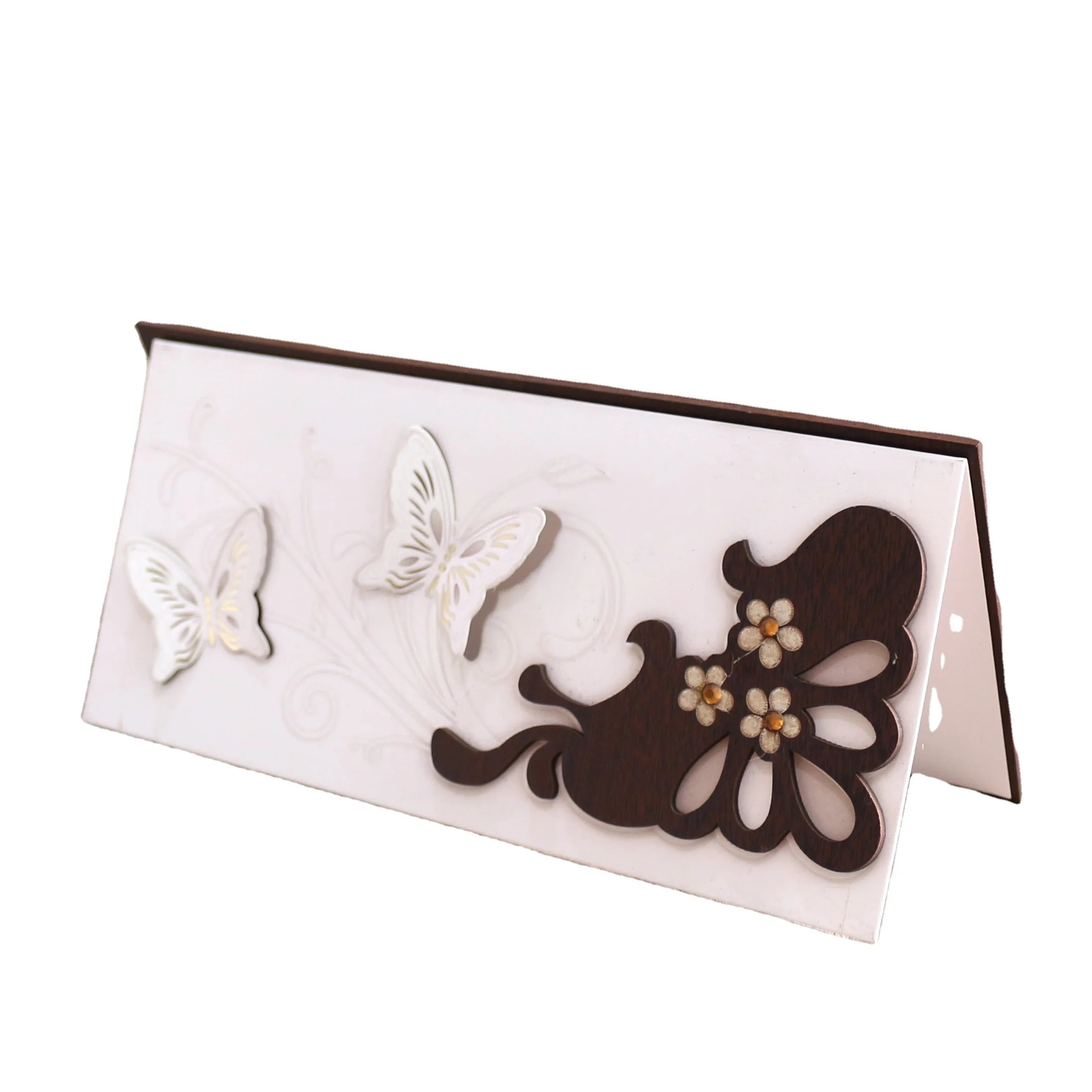 New Design butterfly Shape Wooden Wedding Invitation Cards for African