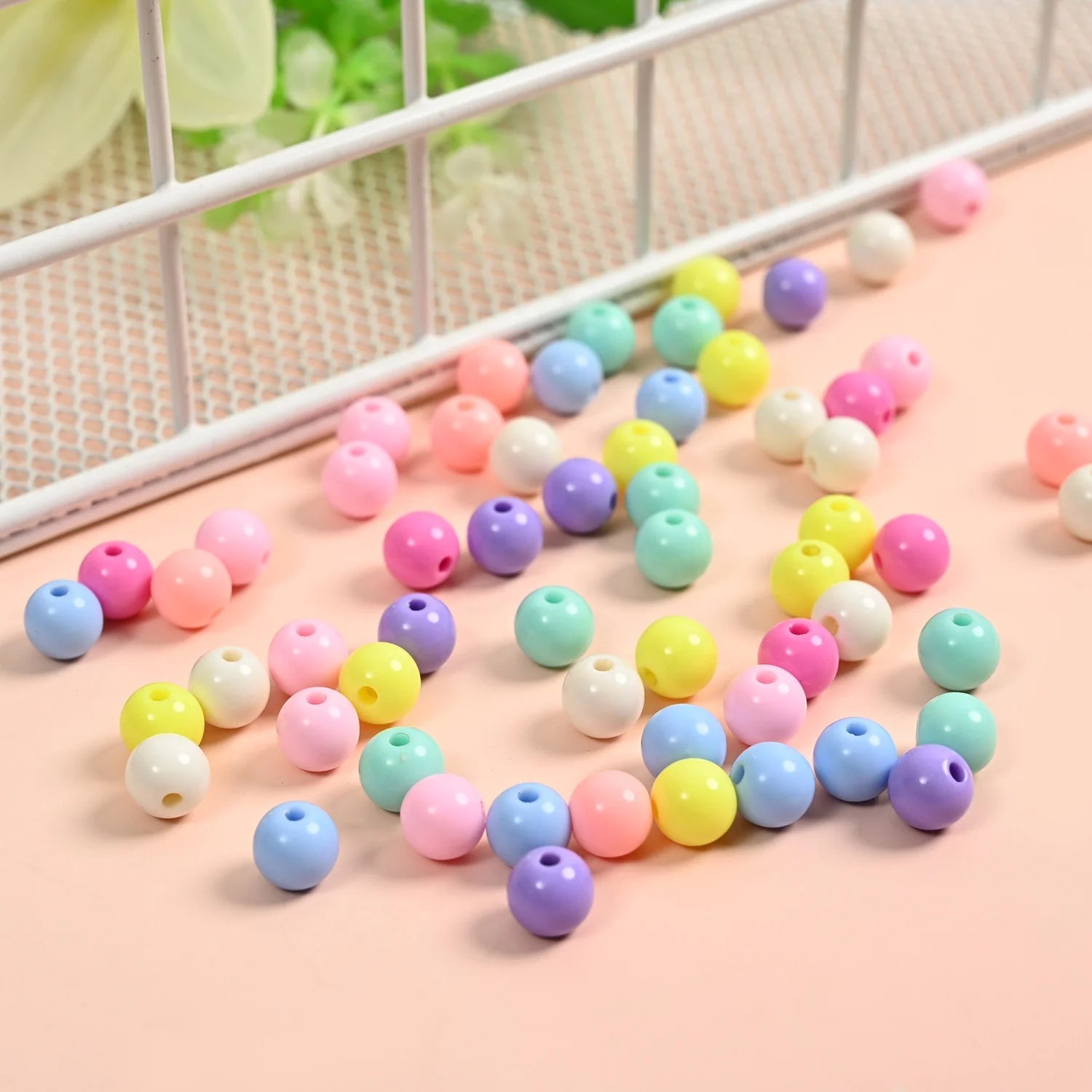 Acrylic Solid Color Beads10MM Bead Two Hole Beads Straight Hole