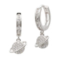 Fine Jewelry Cosmic Planet Earrings Gold Plated Planet White Zircon Planet Earrings for Women 925 Sterling Silver