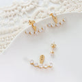 French Style Irregular 18k Gold Plated Stainless Steel Three Holes Adjustable Detachable Cz Zircon Stud Earrings for Women