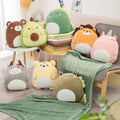 Avocado/Dinosaur/Frog/Brown Bear Pillow Blanket Set Soft Stuffed Forest Animal Plush Toy Dolls