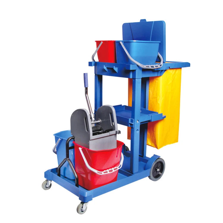 Blades Folding Janitorial Supplies Cart Hotel Room Service Trolleys Equipment Housekeeping Cleaning Trolley Mop