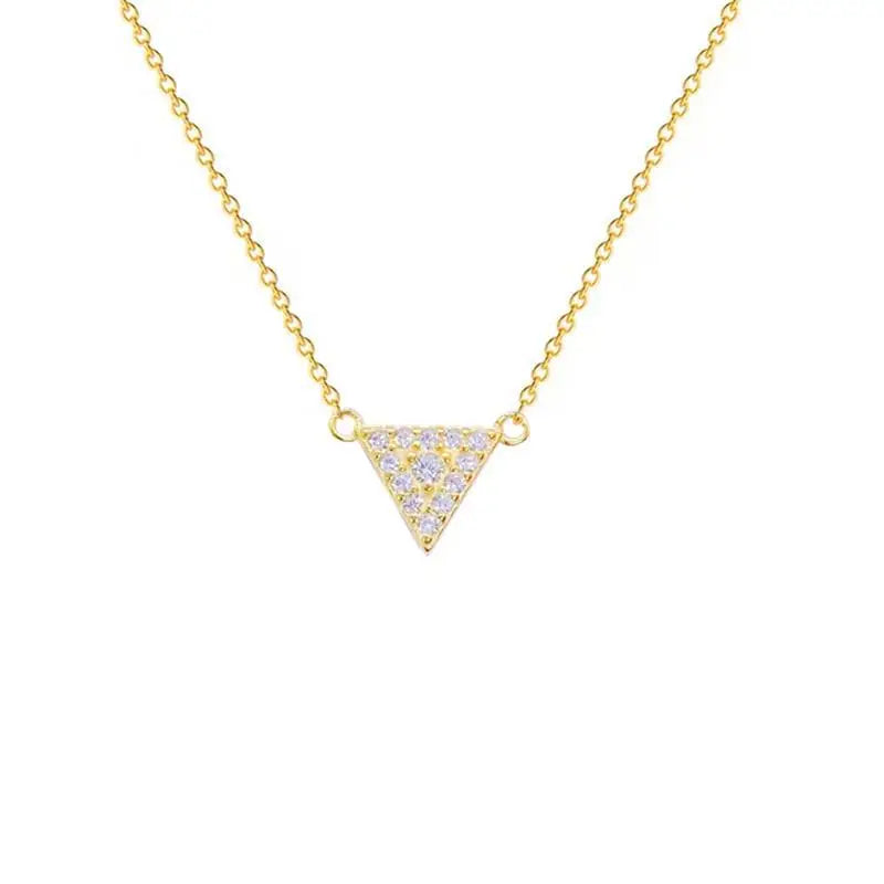 DUYIZHAO S925 Sterling Silver Necklace Shiny Full Diamond Triangle Necklace Cold Wind Personality Simple Fine Jewelry Necklaces